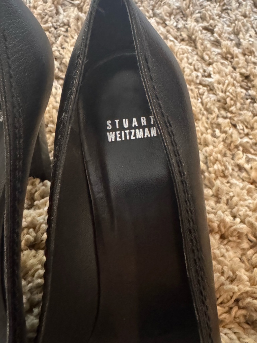 STUART WEITZMAN Platform Pumps Black Leather Stiletto Heel Spain 10 M - Picture 4 of 8